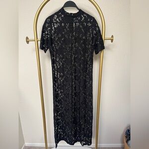 NWOT H&M Divided Women’s Black Lace Sheer Long Dress, size Small